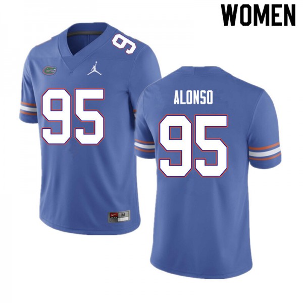 Women #95 Lucas Alonso Florida Gators College Football Jerseys Blue
